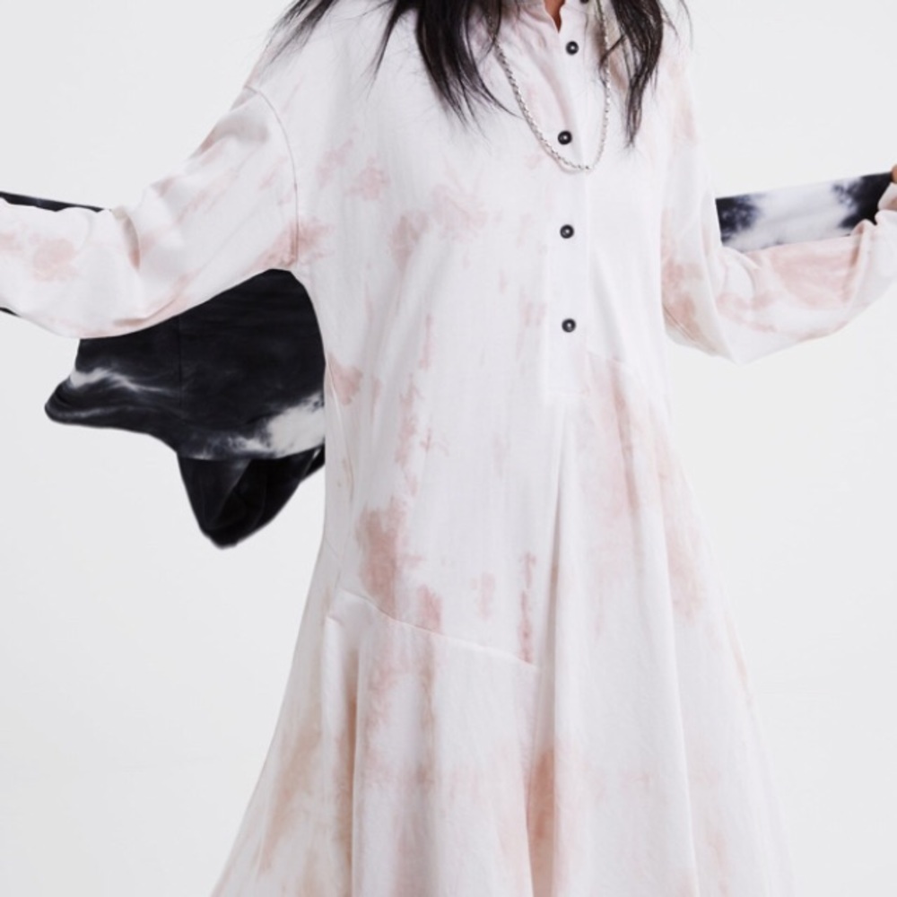 Zara Pink Rose Tie Dye Tie-Dye Dress Small